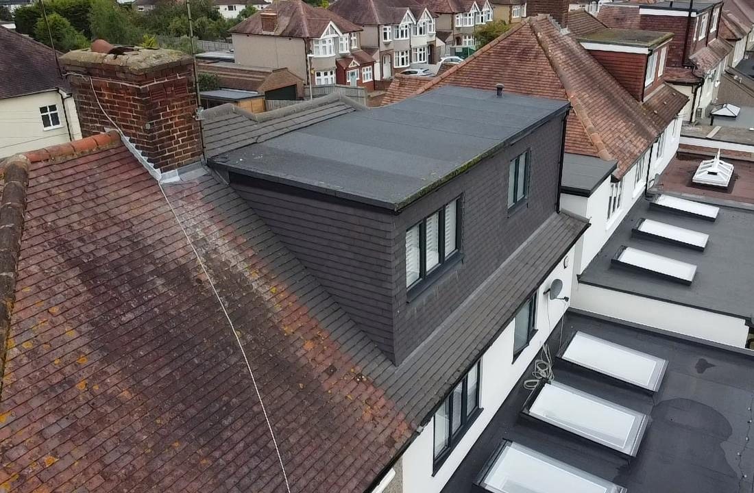 Roof lights set into the new flat roof over the rear extension