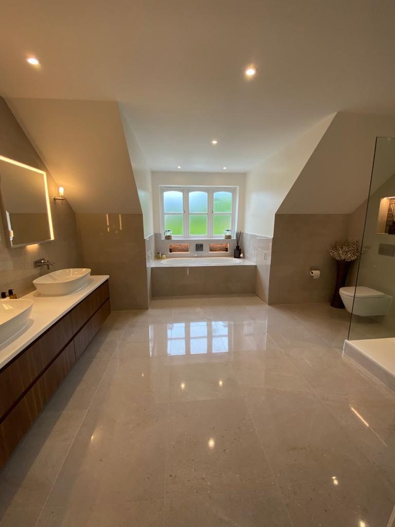 Large master bathroom with inset bath, Cobham