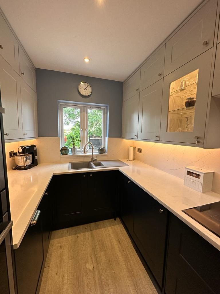 Navy and white kitchen refurbishment, Chessington