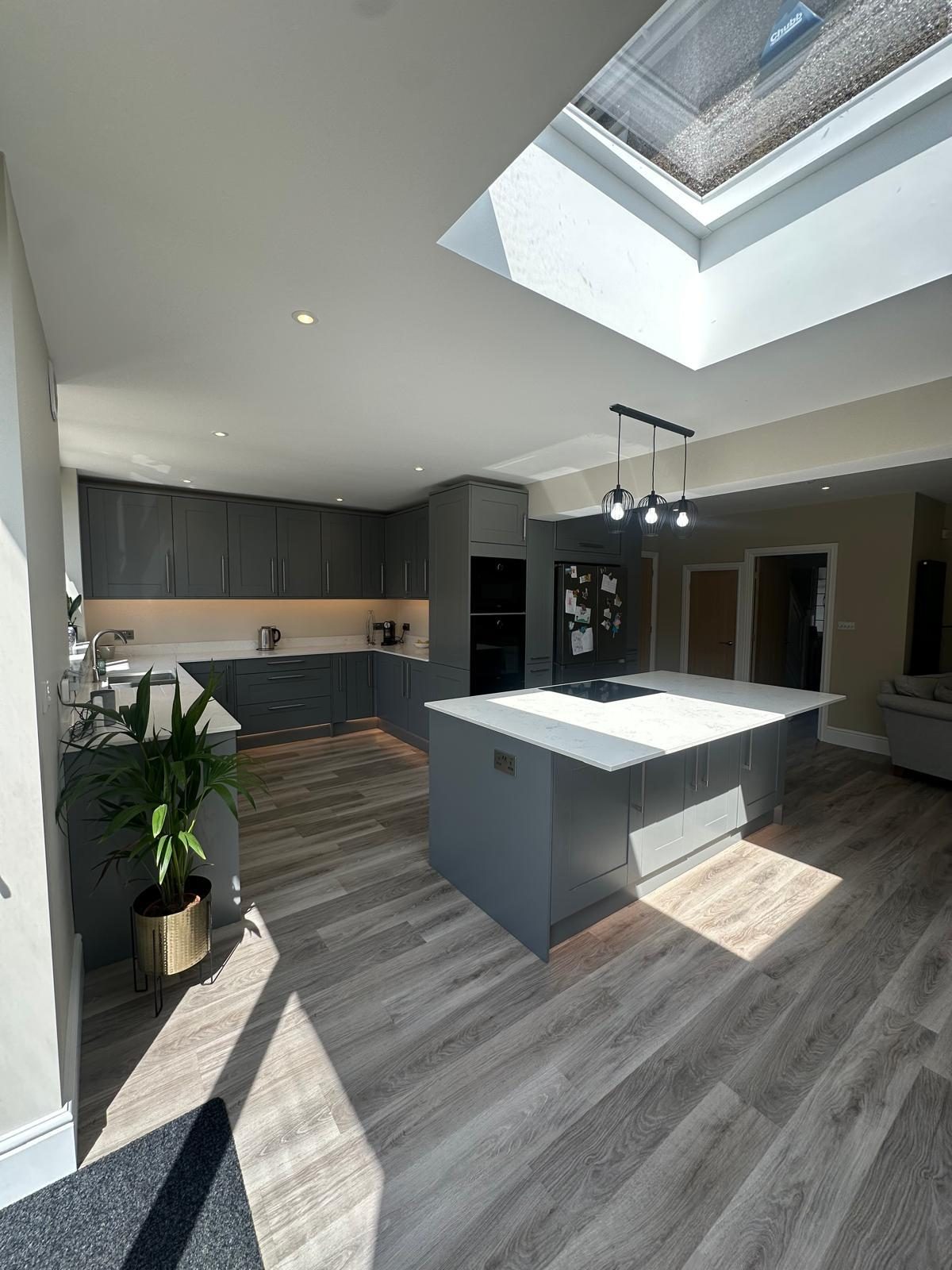 Grey shaker kitchen with island, Epsom
