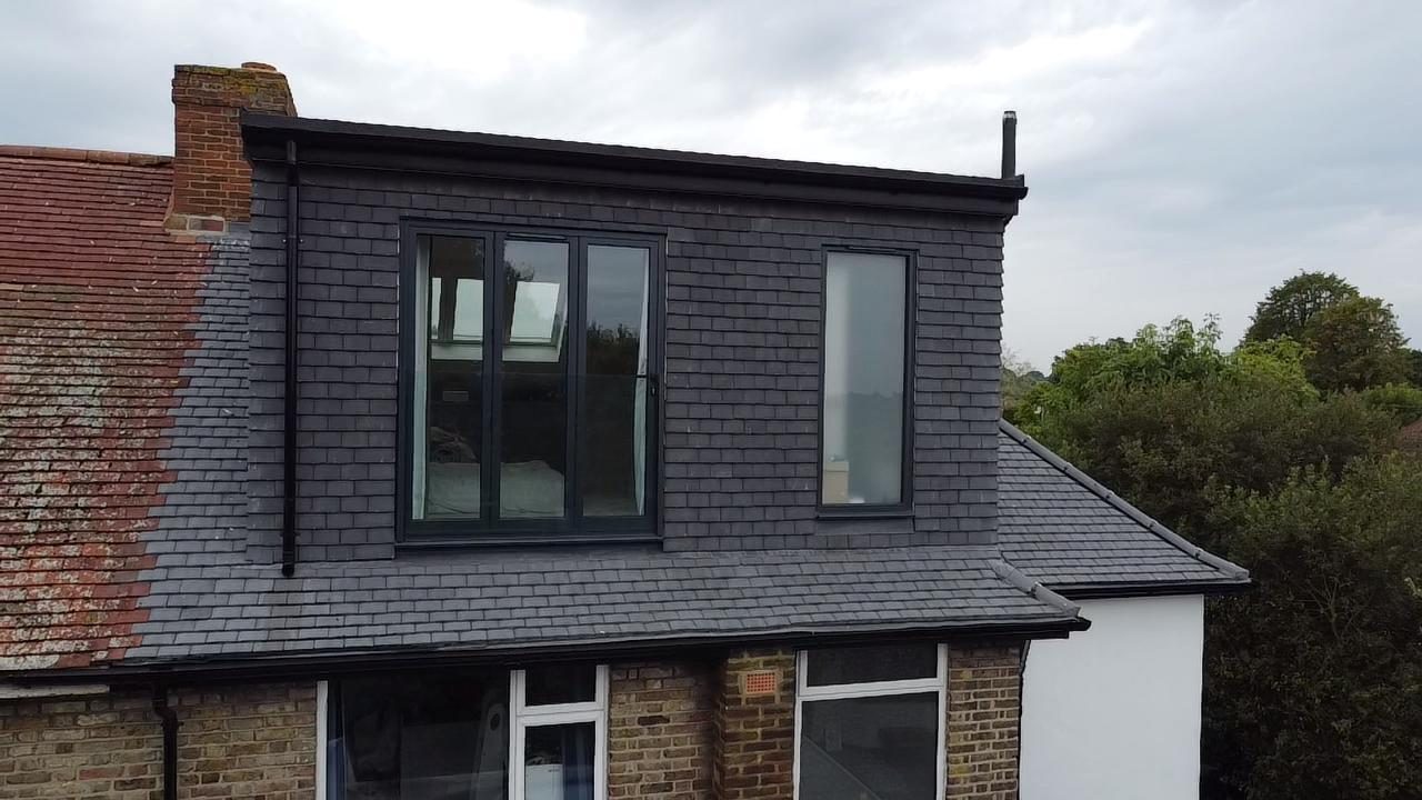 Slate-clad dormer loft conversion, Chessington